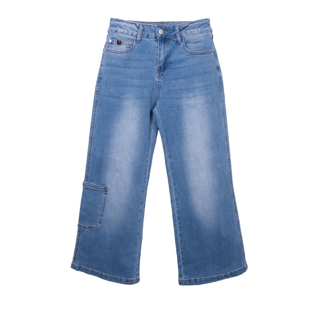 Jeans Niña Wide Leg con Bolsillo Azul