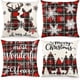 thumbnail image 1 of Fundas de almohada navideñas de 18 x 18 pulgadas, almohadas decorativas navideñas, funda de almohada de estilo rústico escocés, funda de cojín de lino y algodón para decoración del hogar, juego de 4, 1 of 7