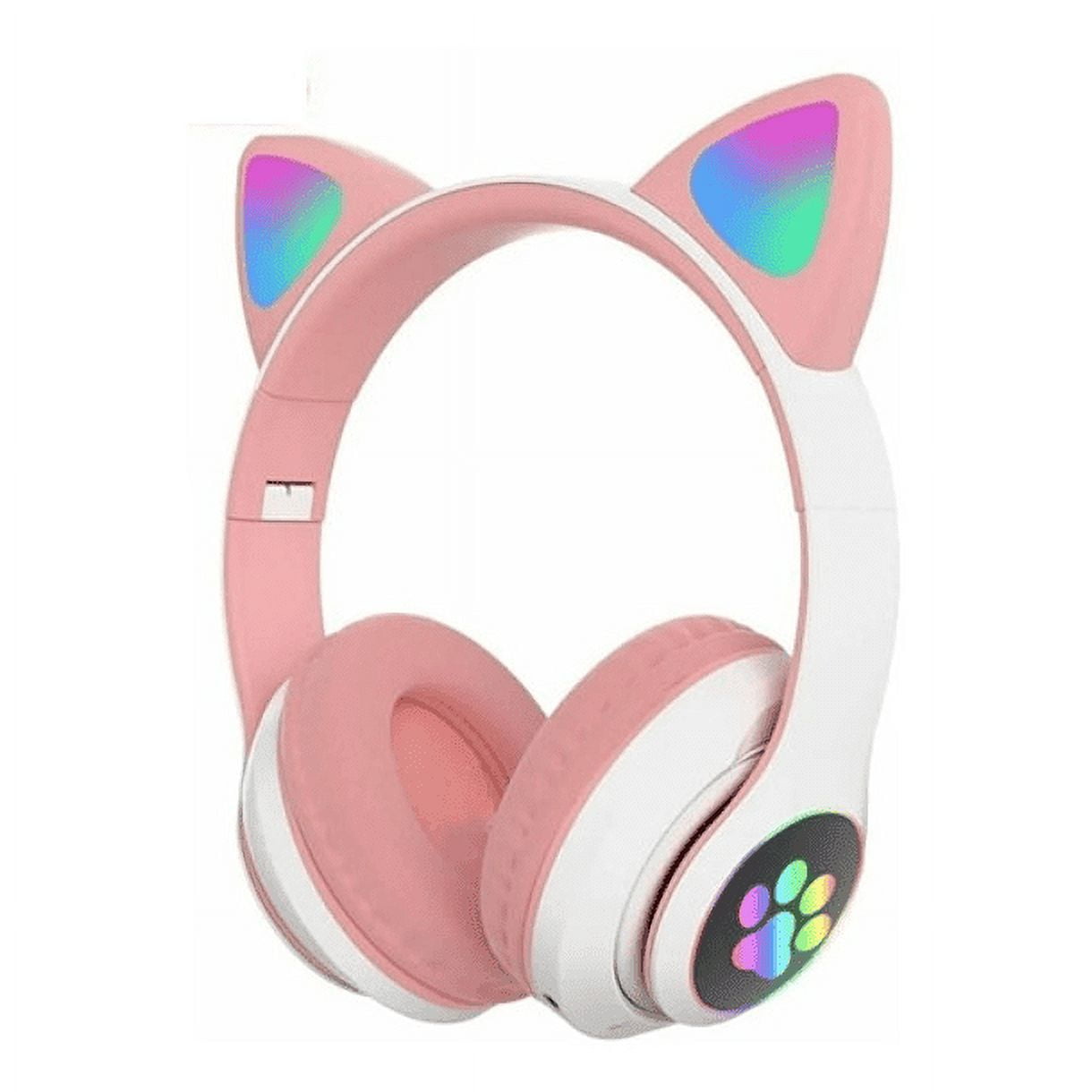 Leonimport - Audífonos Inalámbricos Cat Gato Rosa Luces Rgb