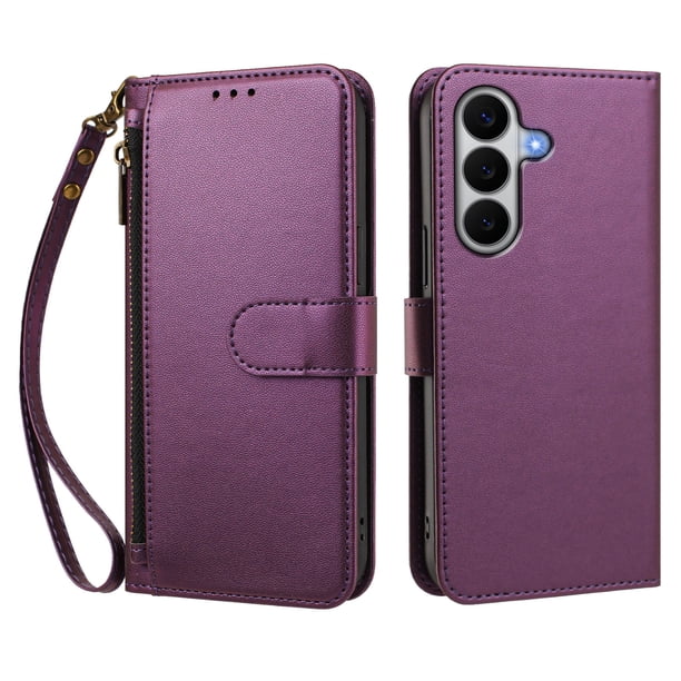 Funda Tipo Billetera para samsung galaxy A27 5G con Soporte y Bolsillo con Cierre Violeta intenso