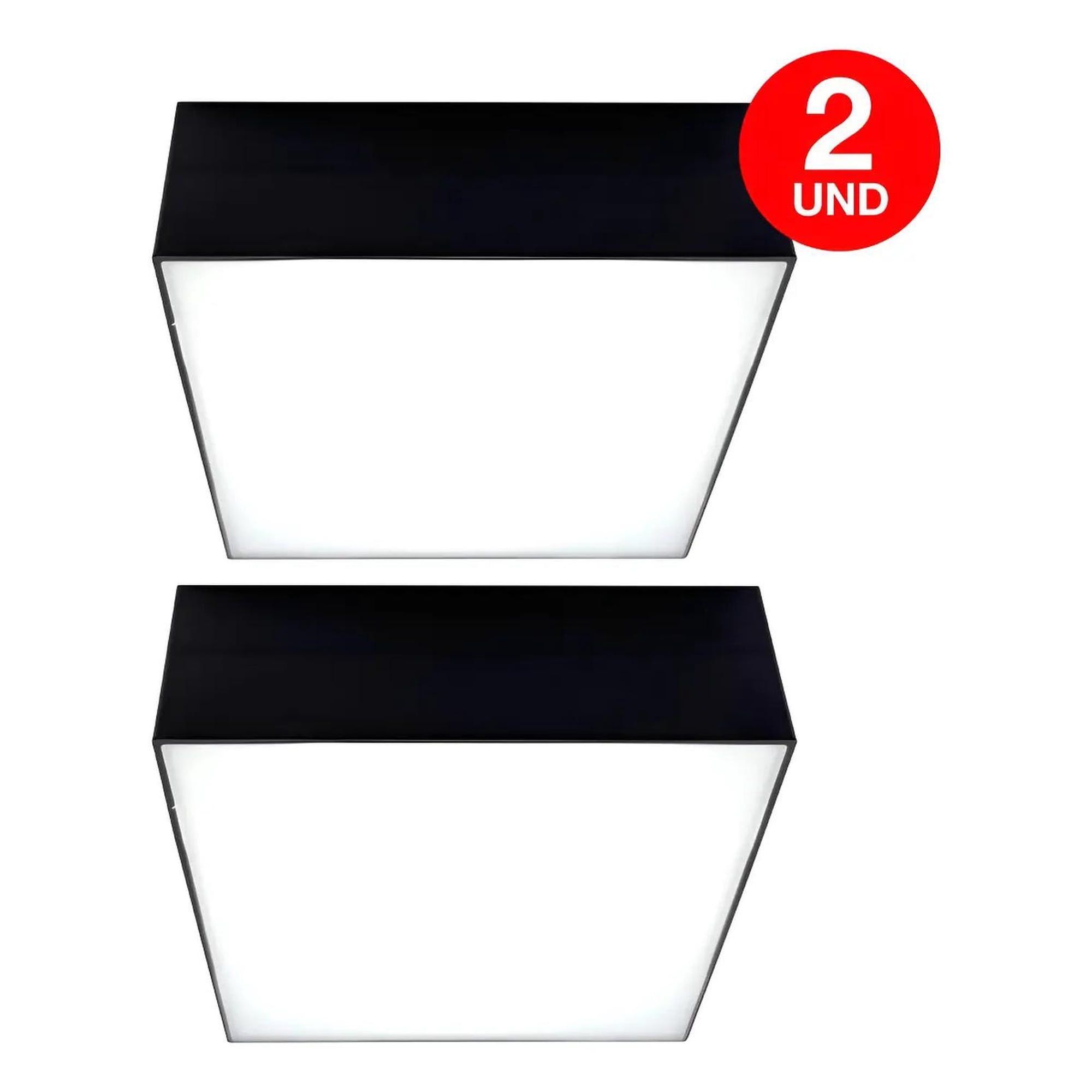 Drl - Pack 2 Plafon Panel Led Cuad Sob Itd Decorativo 12w 6000k Negro