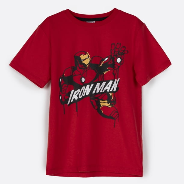 Polera Manga Corta Niño Iron Man Avengers Rojo Marvel