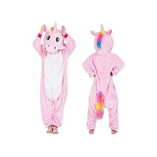 Pijama Y Disfraz Enterito Polar Niña Unicornio Rosado