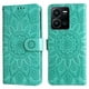 thumbnail image 1 of Funda tipo cartera FOXDOCK para Vivo Y35 4G , diseño girasol en relieve, cuero PU, cierre magnético, soporte y tarjetero, 1 of 5