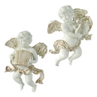 Magideal - 2 Hermosas Figuras De Ángel, Esculturas De Pared, Querubín, Coleccionables, Arte De Mano Para Bebé, Para Decoración De Habitación, Dormitorio Y Oficin A