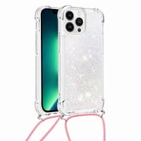 Funda Foxdock Para Iphone 15 Pro Max Con Cuerda Ajustable, Brillo Líquido, Protección Antigolpes Y Lente – Ideal Para Regalo