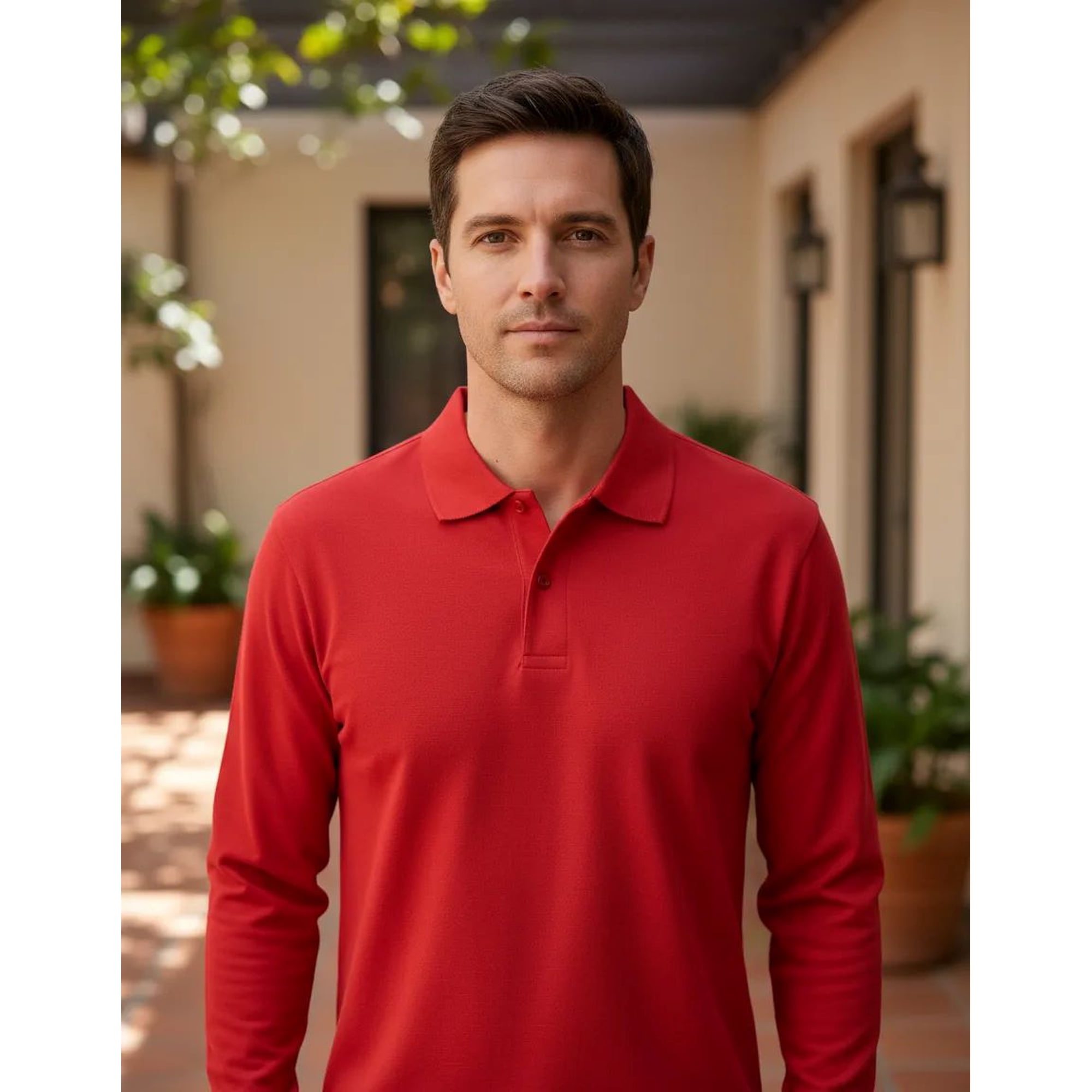 Metalfer - Polera De Trabajo Manga Larga Pique Roja Talla S