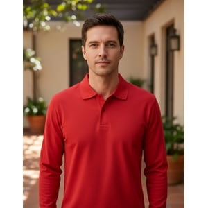 Metalfer - Polera De Trabajo Manga Larga Pique Roja Talla M