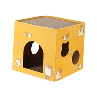 Magideal - Casa De Gato, Tablero Rascador, Cartón Corrugado, Caja De Cama Para Gatos, Caja De Cartón Corrugado Para Gatos, Suministros Para Mascotas, Accesorios Amarillo L