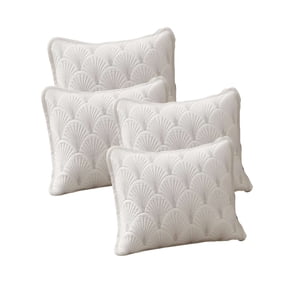 Genérico - Pack De 4 Fundas De Cojin Serie Abanico 30X50 Cm Blanco