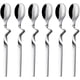 thumbnail image 1 of Cuchara para espresso, cuchara de acero inoxidable para mermelada y miel, cuchara para remover café con mango curvo, juego de 6, 1 of 7