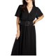 thumbnail image 1 of Vestido de Mujer Jess by Meiko Escote en V Manga con Vuelo Cinturón con Hebilla Declarativa Vestido Midi S Negro, 1 of 6