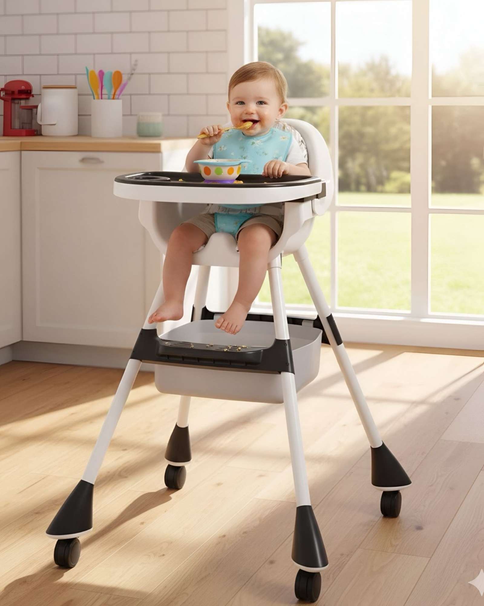 Imac Hogar - Silla De Comer Multifuncional 3 En 1 Para Bebé Negro