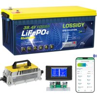 Batería Lossigy Para Carrito De Golf, 36 V, Litio, 100 Ah, Con Cargador Y Monitor