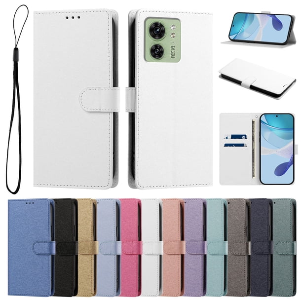 Funda Cartera de PU para Motorola Edge 40 con Tarjetas, Blanco