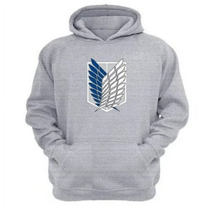 Genérico - Poleron Canguro Attack On Titan Gris Claro Talla Xs Unisex