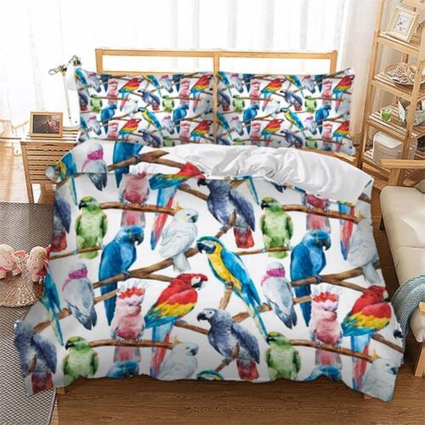 Floral Bird W Quilt Duvet Cover Set Bedding Children Pillowcase3-Piece Bedding Set