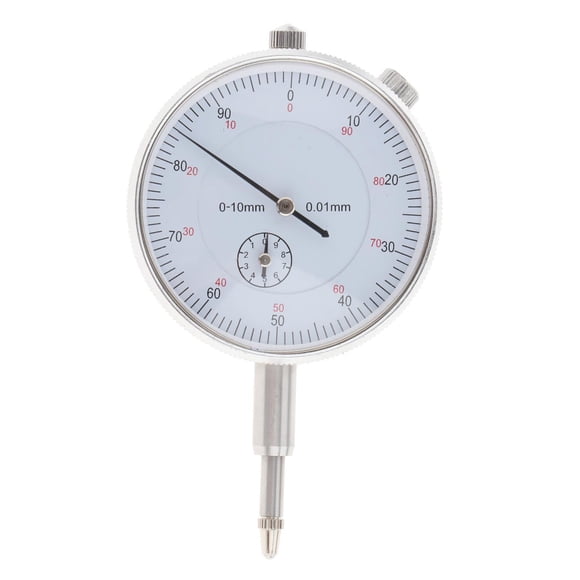 Indicador de dial mecánico Aleación de color blanco Medición de la cara Vertical Precisión de 0,01 mm Indicador central Medidor de escala para el eje Sin oreja