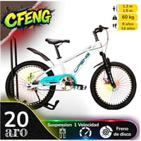 Vipnetwork - Bicicleta Aro 20 Cfeng Con Freno Disco Blanco Celeste