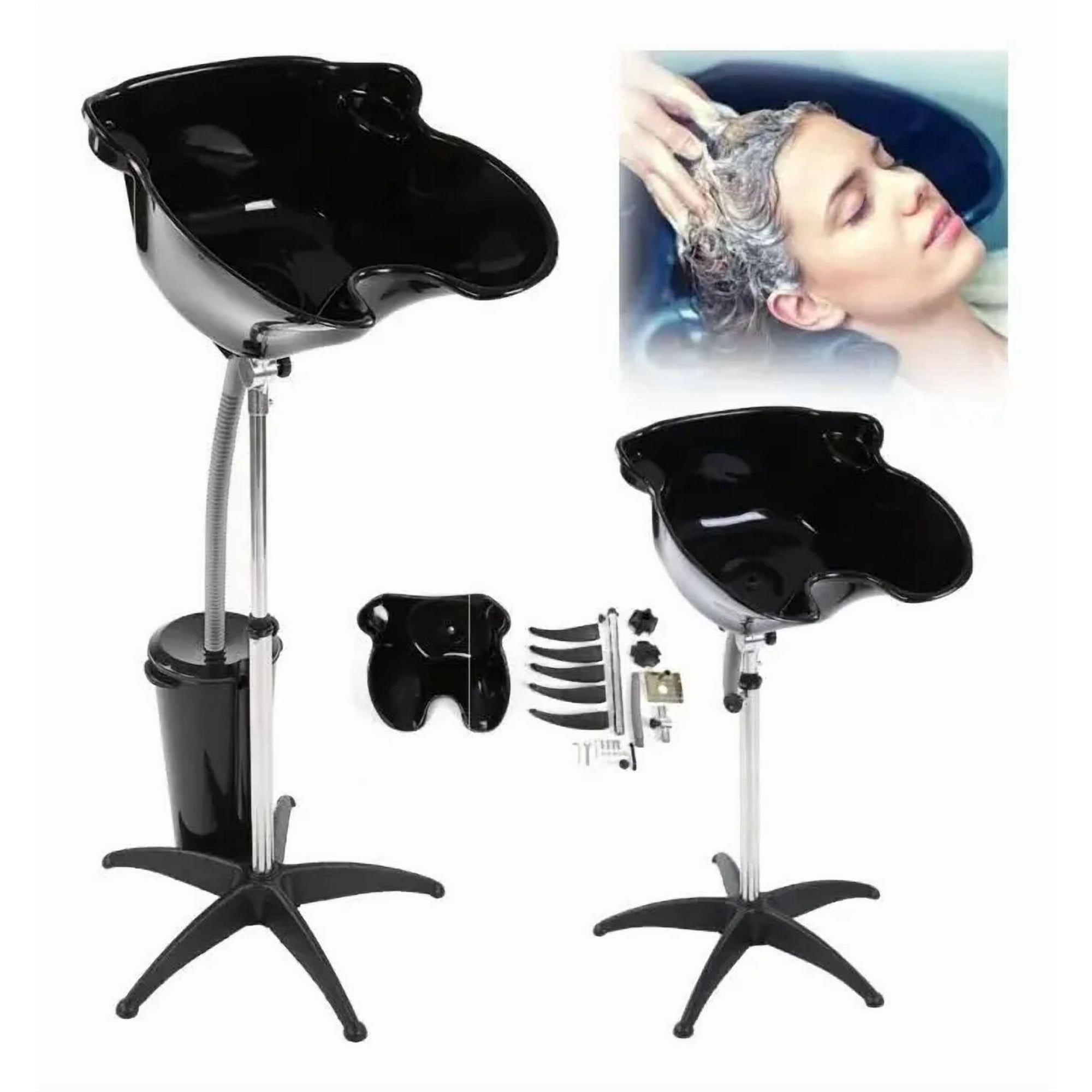 Linastore - Lavapelo Portátil Con Deposito De Agua Para Peluqueria Negro