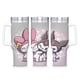 thumbnail image 1 of My Melody Vaso aislado de acero inoxidable con asa, diseño temático, regalo para familia, amigos y fans; incluye pajita y encaja en el portavasos estándar, 40 oz, 1 of 6