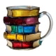 thumbnail image 1 of Taza De Café Con Libros Apilados, Taza Con Libro Pintado Para Miembros Del Club De Lectura De Escritores, 1 of 5