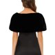 thumbnail image 3 of INSPIRE CHIC Chaqueta de Novia de Piel Sintética Recortada con Lazo de Cinta de Satén L Negro para Mujer, 3 of 6