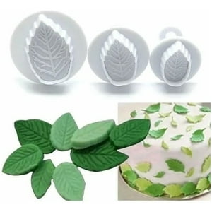 Genérico - Pack X3 Molde Fondant Cortador Con Expulsor Fondant Hojas