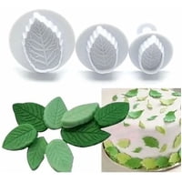 Genérico - Pack X3 Molde Fondant Cortador Con Expulsor Fondant Hojas