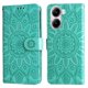 thumbnail image 1 of Funda tipo cartera FOXDOCK para Xiaomi Poco X7 Pro , diseño girasol en relieve, cuero PU, cierre magnético, soporte y tarjetero, 1 of 5
