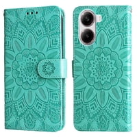 Funda Tipo Cartera Foxdock Para Xiaomi Poco X7 Pro , Diseño Girasol En Relieve, Cuero Pu, Cierre Magnético, Soporte Y Tarjetero
