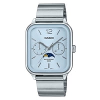 Casio - Reloj Análogo Para Hombre Standard Moon Phase Acero Inoxidable Dial Azul Claro Quartz Mtp-M305D-2Av