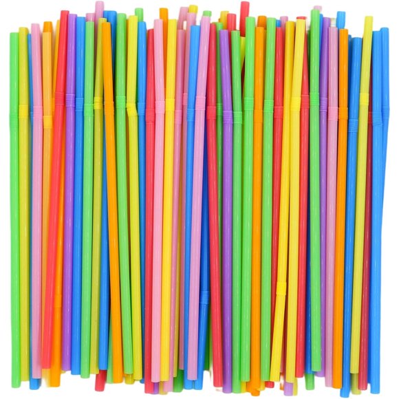 200 Pack 8.5 High Multicolour Flexible Plastic Straws