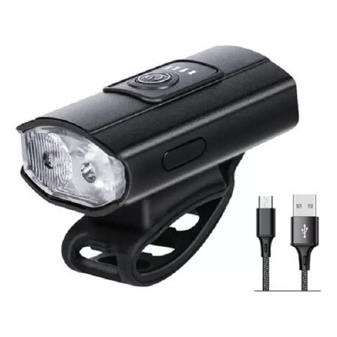 Defensor - Luz Bicicleta Delantera Usb, Impermeable, Aluminio, 1200 Mah Color Blanco