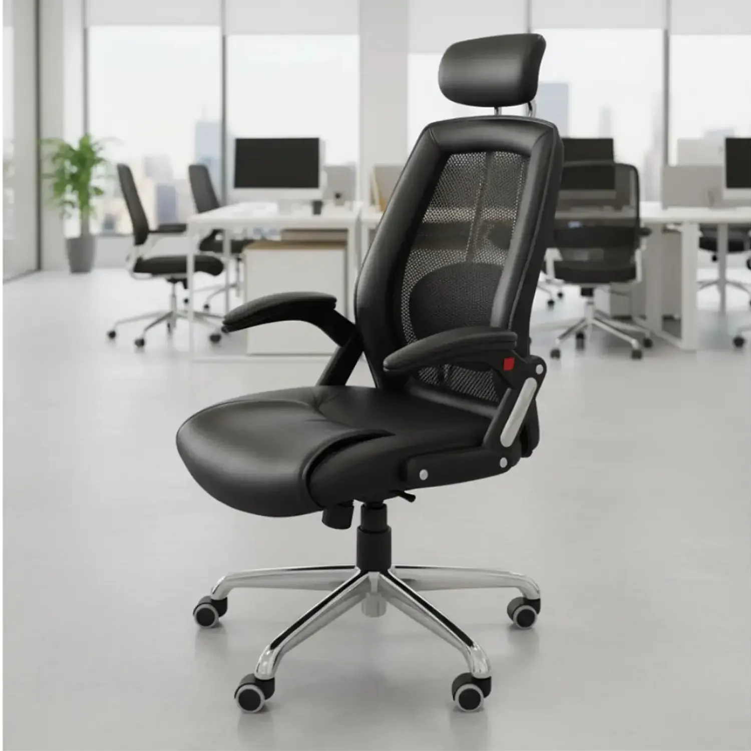 Genérico - Silla De Escritorio Ejecutiva Negra Ergonómica Con Apoyacabeza – Sillón Gerencial Para Oficina