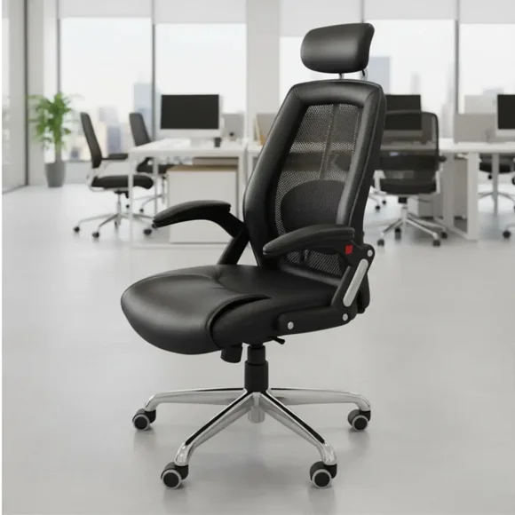 Silla de Escritorio Ejecutiva Negra Ergonómica con Apoyacabeza – Sillón Gerencial para Oficina