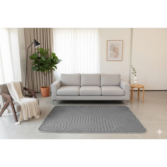 Alfombra jacquard 150x200 gris oscuro relive texturizado suave moderna elagante mp