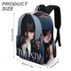 thumbnail image 3 of Miércoles Addams-theme Backpack, Campus style schoolbag Bookbag with Adjustable Shoulder Straps And Large Zip Compartment, Unisex Travel Bags.42x30x15cm, 3 of 6