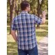 thumbnail image 3 of INSPIRE CHIC Camisas a Cuadros de Manga Corta para Hombre Grande y Alto Botón Abajo Tops XL Azul Marino Púrpura, 3 of 5