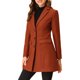 thumbnail image 4 of INSPIRE CHIC Abrigo de Mujer Color Sólido Solapa con Muesca Abotonado Simple Abrigo de Invierno Rojo Ladrillo S, 4 of 6