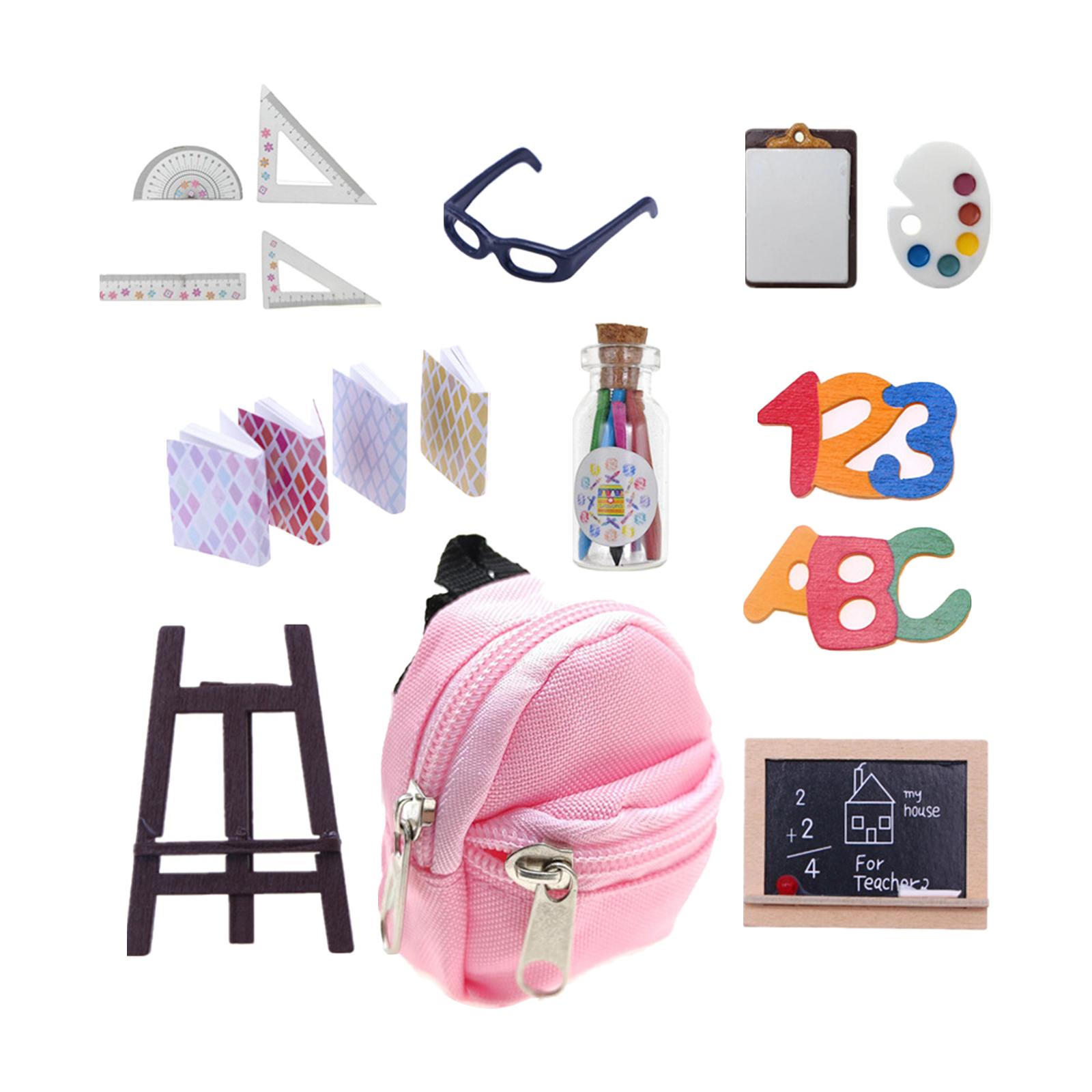 Magideal - Juego De Herramientas De Aprendizaje En Miniatura De 14 Piezas, Modelo De Suministros De Aprendizaje De Muñecas De Simulación Para Muñecas 1/6 Y 1/12,