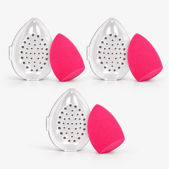 Pack x3 Esponja de Maquillaje con Carcasa Respirable sin Látex Fucsia Magic Makeup
