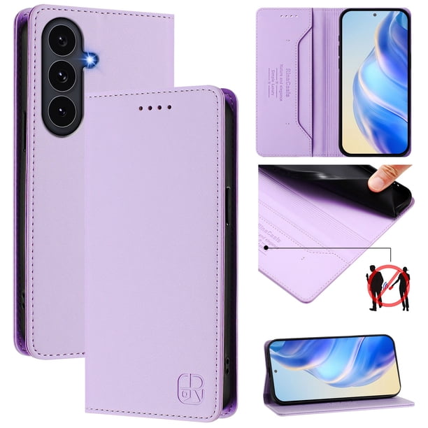 Funda Billetera con Soporte para Samsung Galaxy S25 FE Bloqueo RFID Plegable Morado claro