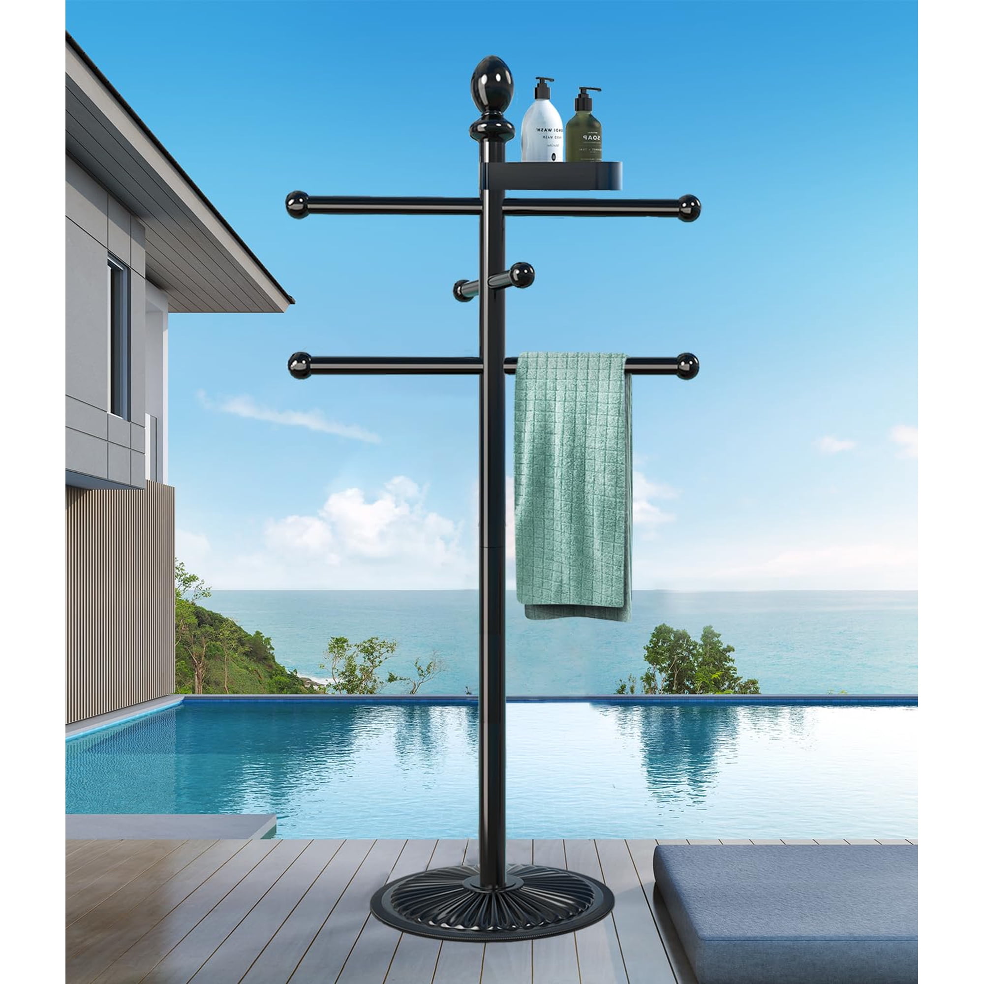 Toallero Para Piscina Sinyzope De Metal Resistente Con 6 Barras