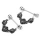 thumbnail image 3 of 1 Par De Punk De Acero Inoxidable Rose Flower Dangle Barbell Shield Ring 14g, 3 of 5
