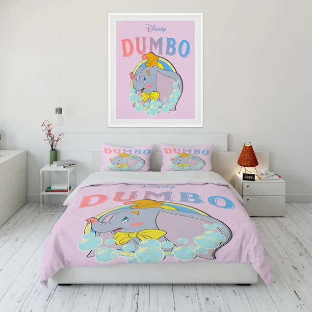 Dumbo Printed Bedding Set Duvet Cover Anime Quilt Adult Kids Birthday Gift Full Size Soft Bedding Set Luxuryd Bed Sheets