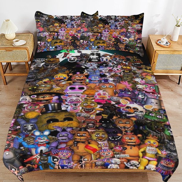 x575 Five Nights at Freddy's FNAF Bed Duvet Cover Microfiber Bedding Sets 3D Printed Lightweight 3 Piece Comforter Sets, 1 Duvet Cover And 2 Pillow Shams for Kids Boys Girls 90"x90" jn5