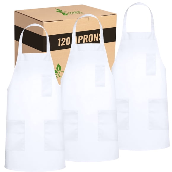 Paquete de 120 delantales Green Lifestyle Chef con bolsillos impermeables