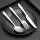 thumbnail image 4 of Juego de cubiertos de 12 piezas, cuchillo, tenedor y cuchara, juego de cubiertos de 3 piezas para 4 personas, acero inoxidable pulido a espejo, 4 of 6
