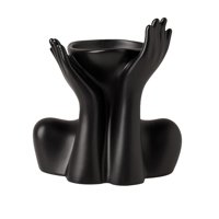 Bothyi - Jarrón De Cerámica, Macetero De Mesa Artístico Para Sala De Estar, Arreglo Floral, Cocina, Cara De Soporte Negra